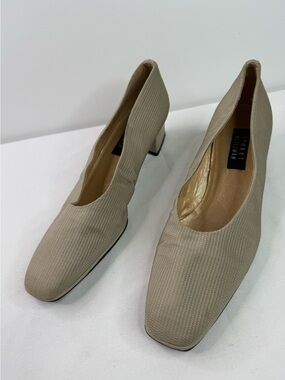 Stuart Weitzman Neutral Knit Low Block Heel Pumps Size 12 N